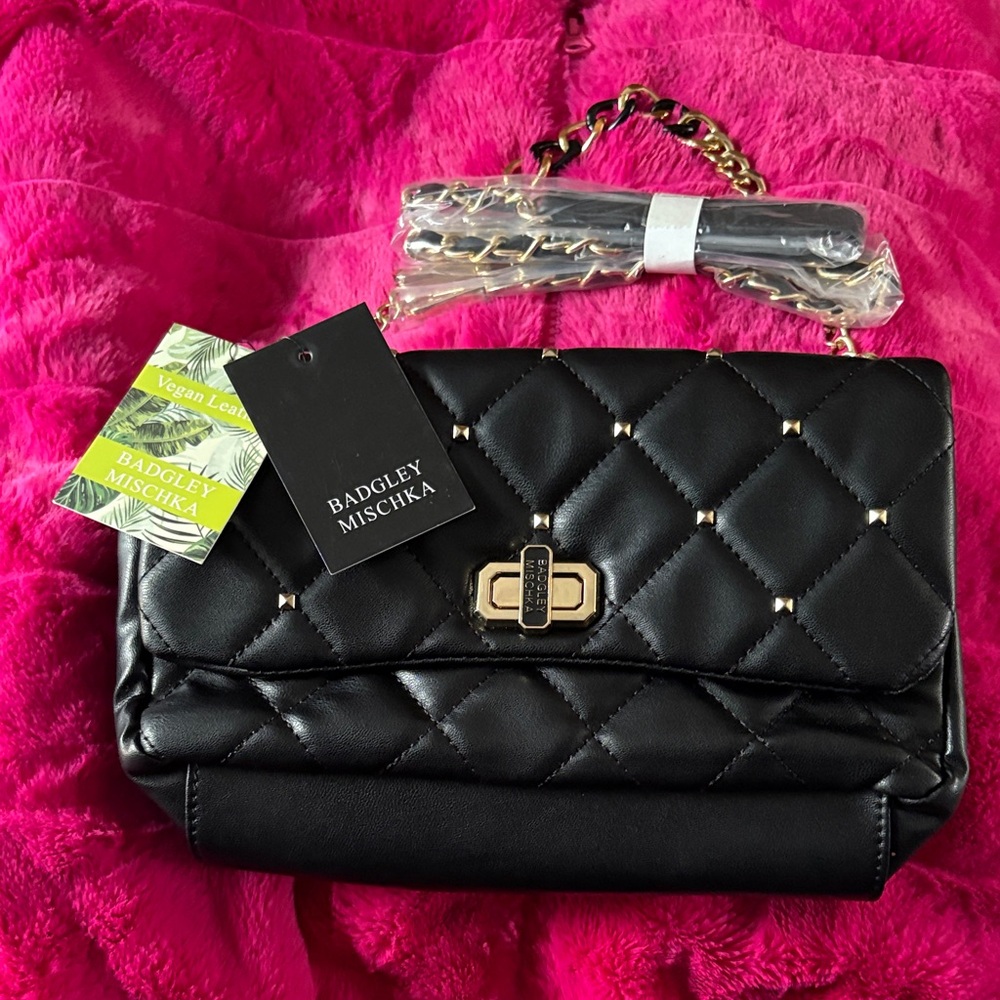 Badgley Mischka Black Quilted Shoulder Bag